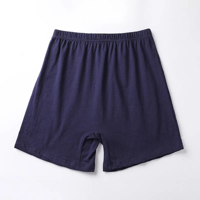 Men's solid colour modal boxer shorts with high waist, shown in black, blue, grey and brown.