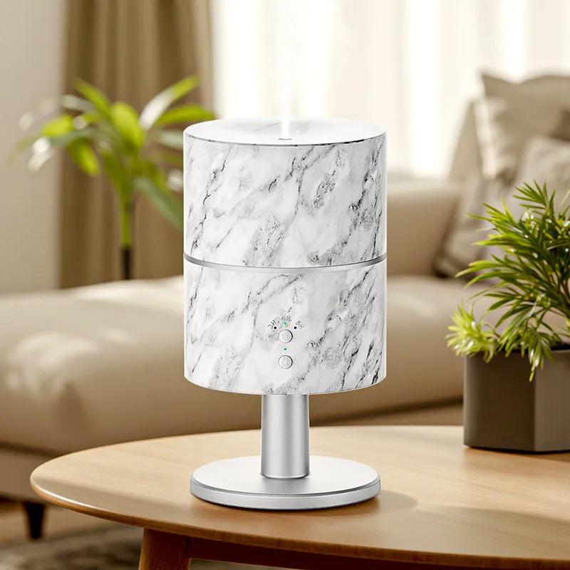 Desk lamp humidifier with ultrasonic silent night light, plastic body, white finish, 0.5L tank