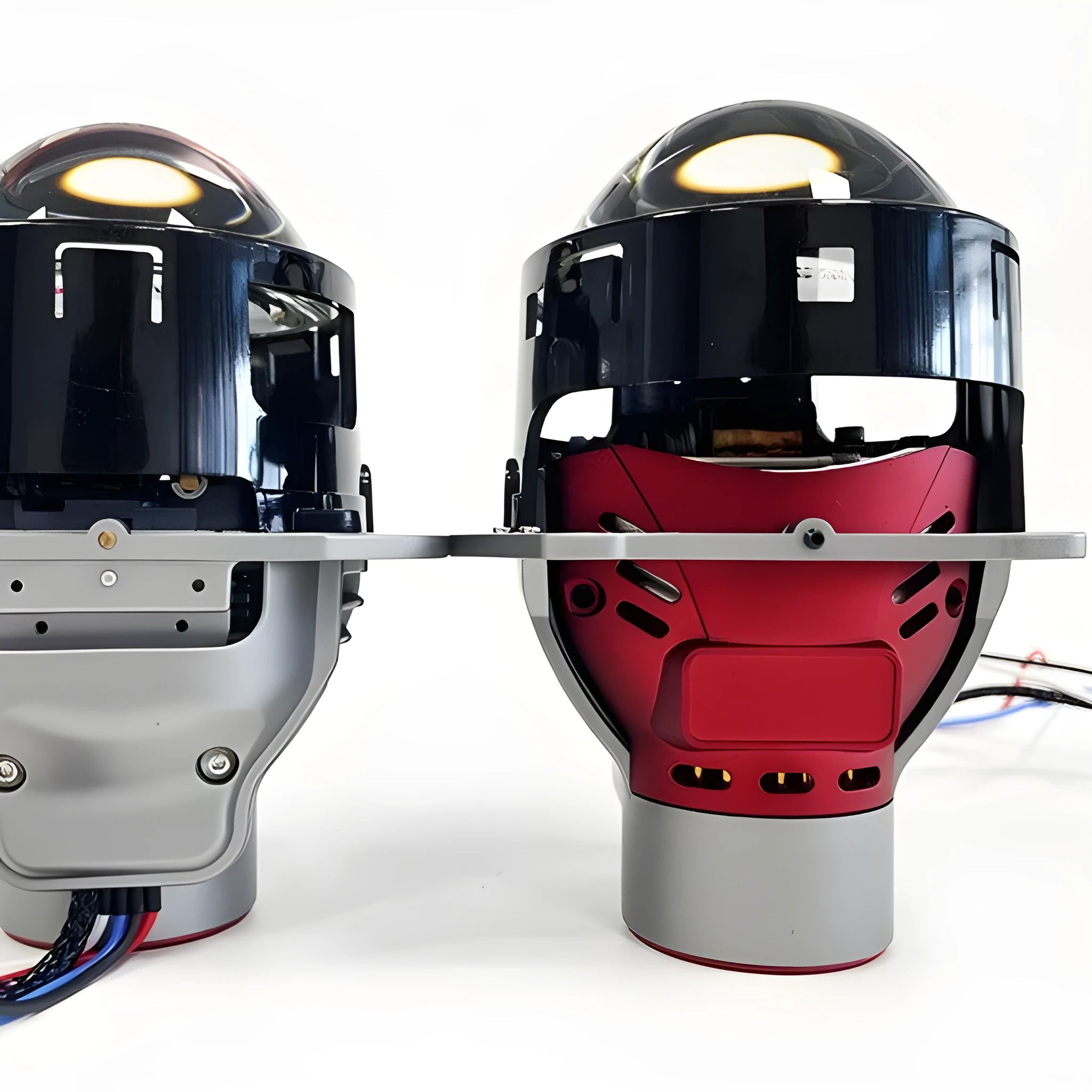 Intelligent follow up steering headlights with aviation aluminium housing and three-inch glass lamp shades