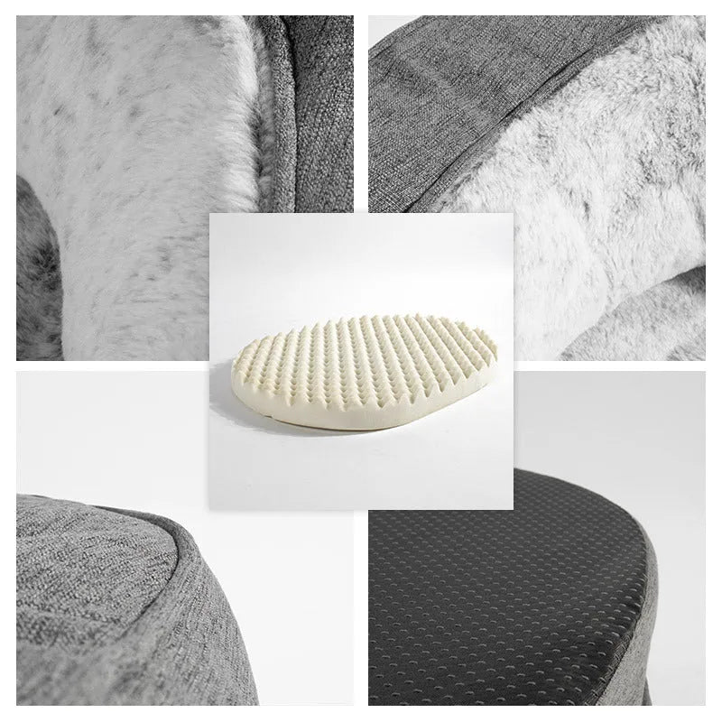Oval grey cloth dog bed, size M, warm kennel pet nest for large dogs