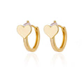 Women's heart-shaped stainless steel ear studs with zircon detailing and clip back fastening