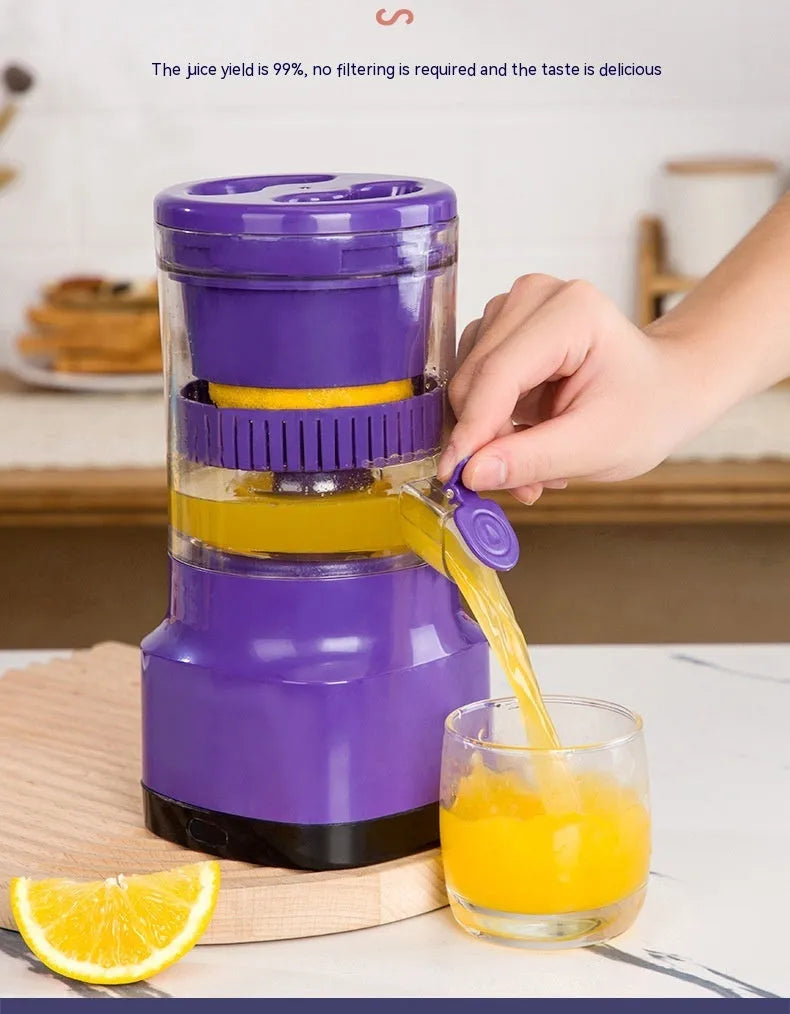 Purple USB rechargeable electric citrus juicer with detachable parts