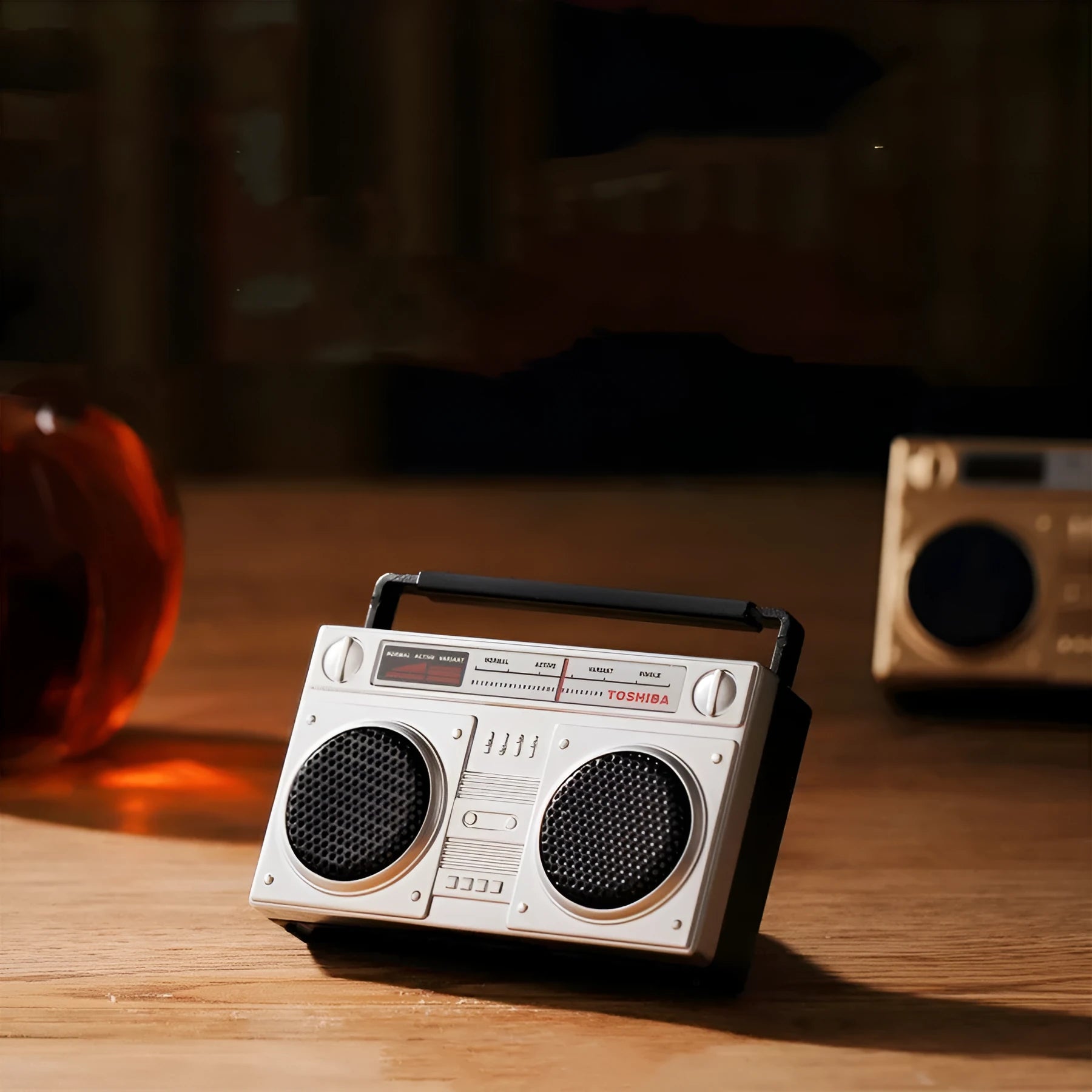 Gold retro cassette tape recorder car air freshener diffuser on a car vent.