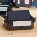Plastic bento box lunch container with lock catch, microwave safe, 1100ml or 1500ml, blue pink apricot