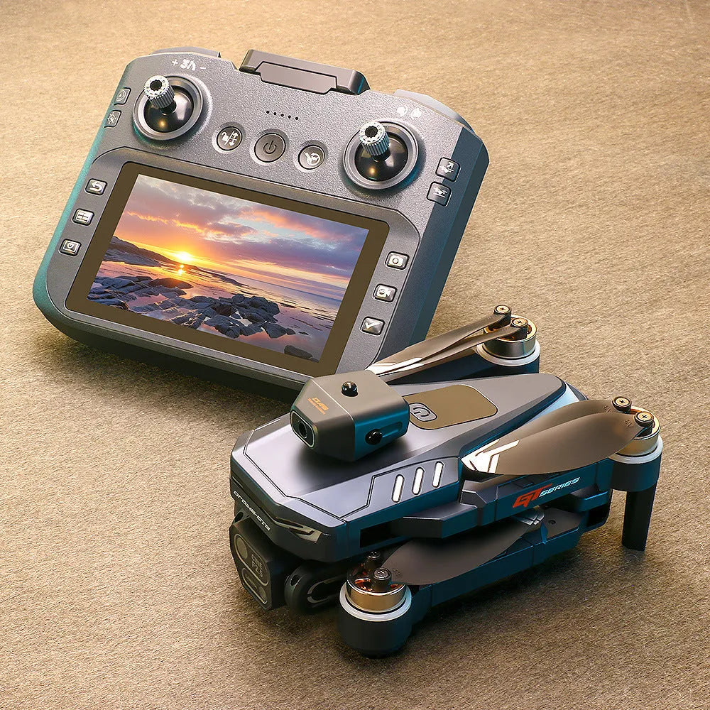 GT8 quadcopter with 4.3-inch screen controller, black plastic frame, brushless motor, optical flow hover, under 30cm size
