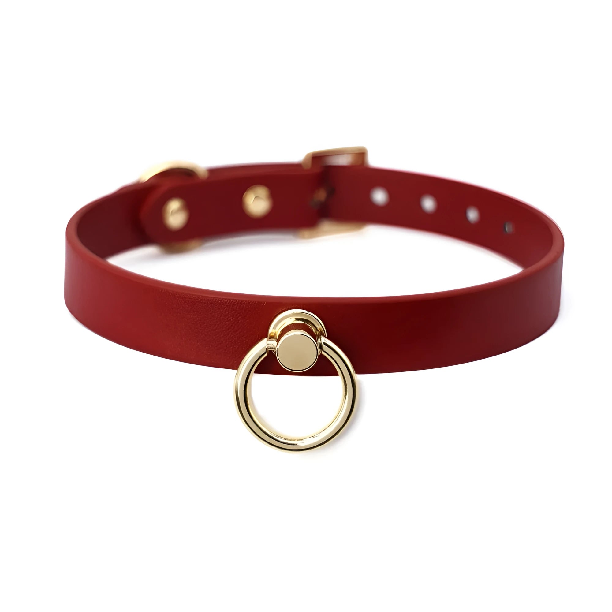 Genuine cowhide leather dog collar with chain lead in black and red colour options