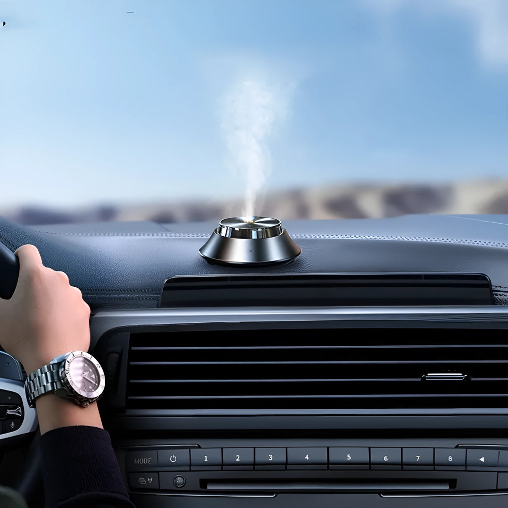 Black metal car aromatherapy air purifier with butterfly design and USB power cable