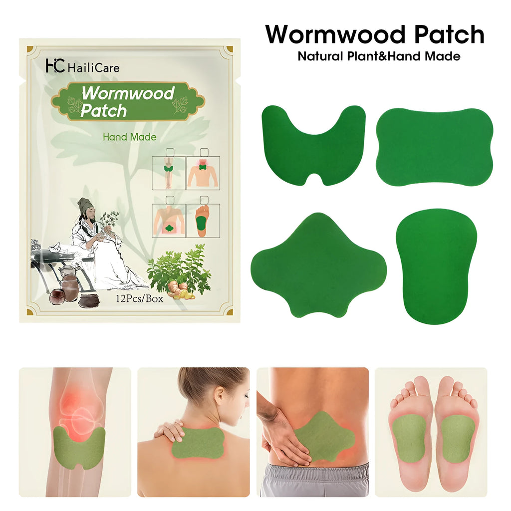 Multipack of traditional Chinese mugwort herbal plasters for knee, lumbar, cervical and foot application