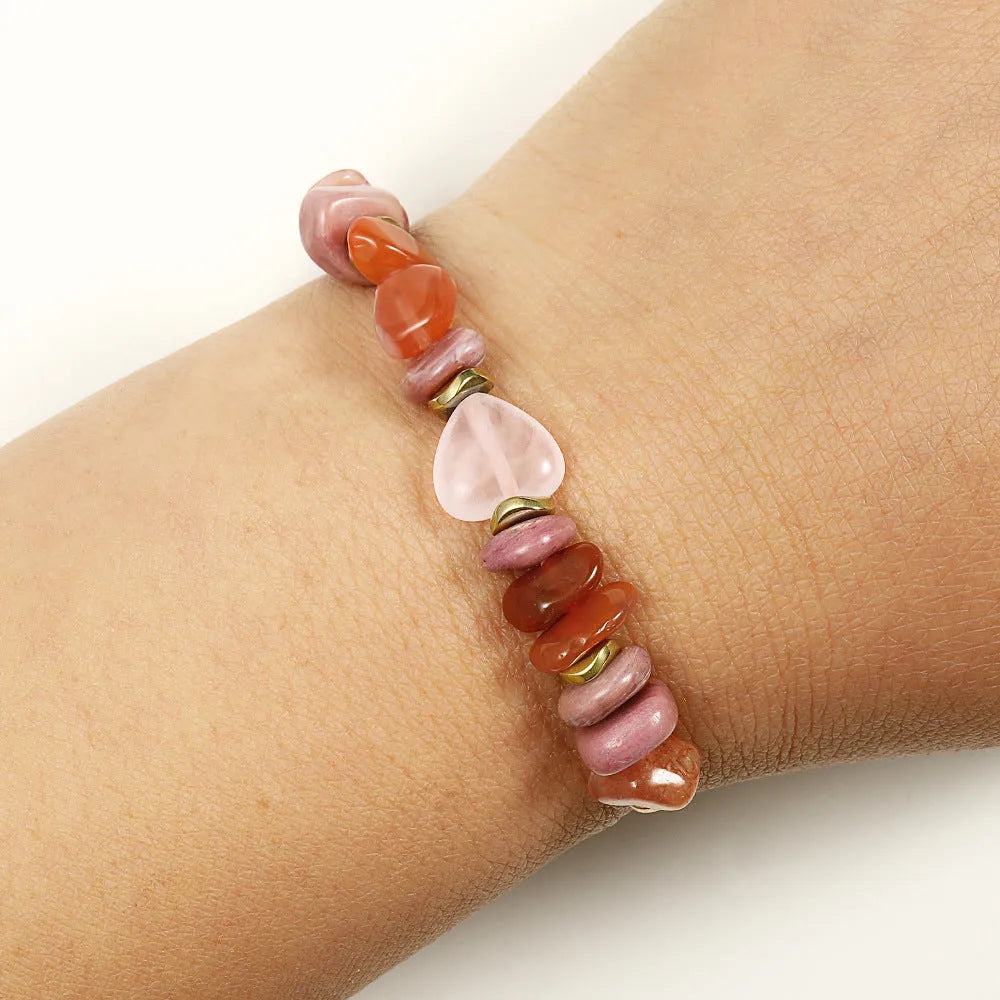 Handmade geometric stone bead bracelet for women showing detailed bead construction