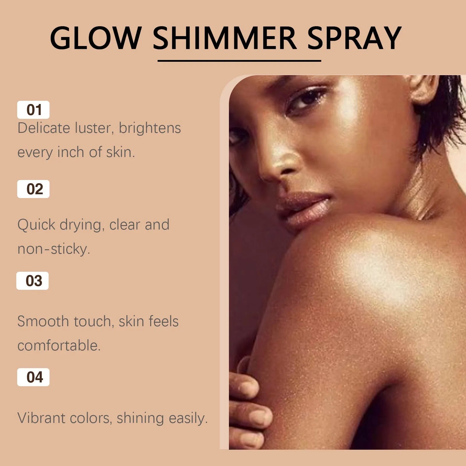 100ml shiny body spray bottle for temporary skin shimmer and highlighting effects