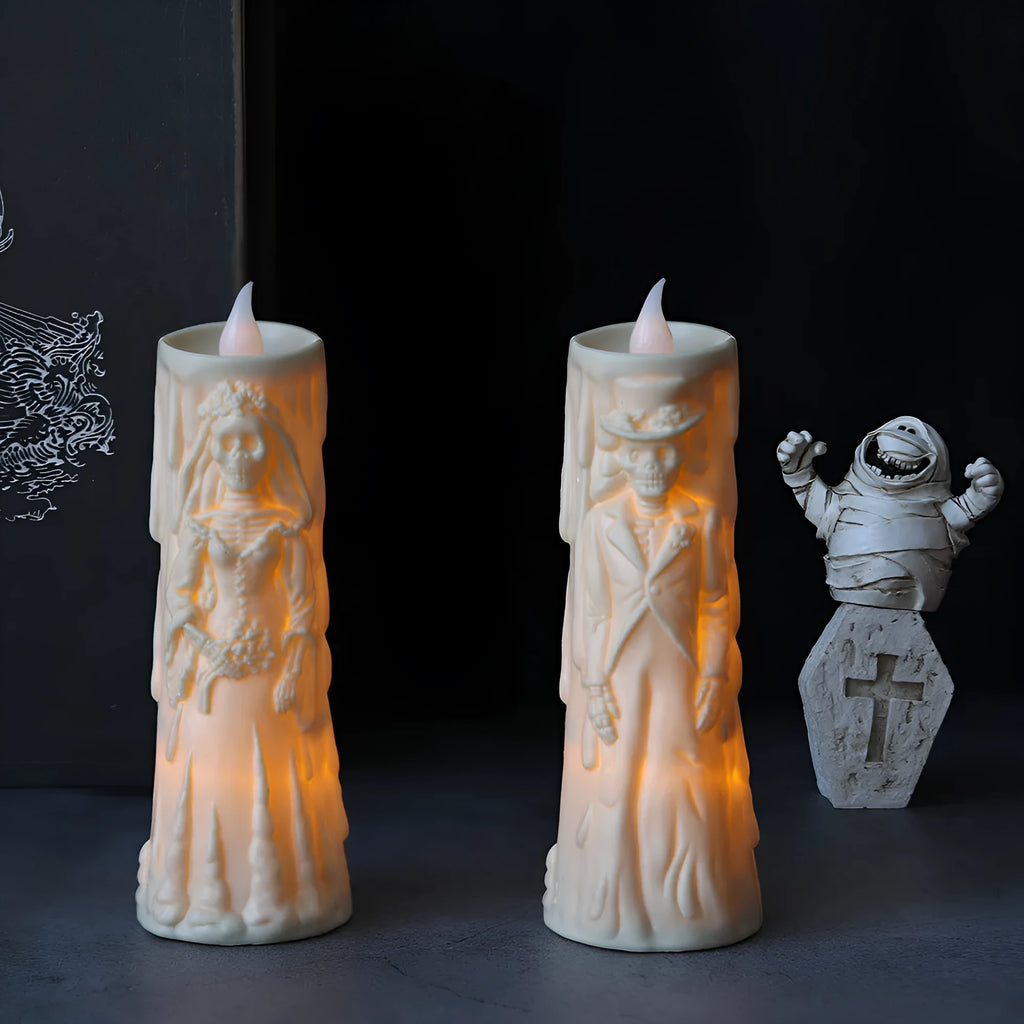 Halloween ghost groom bride LED candle light decoration plastic American style free size