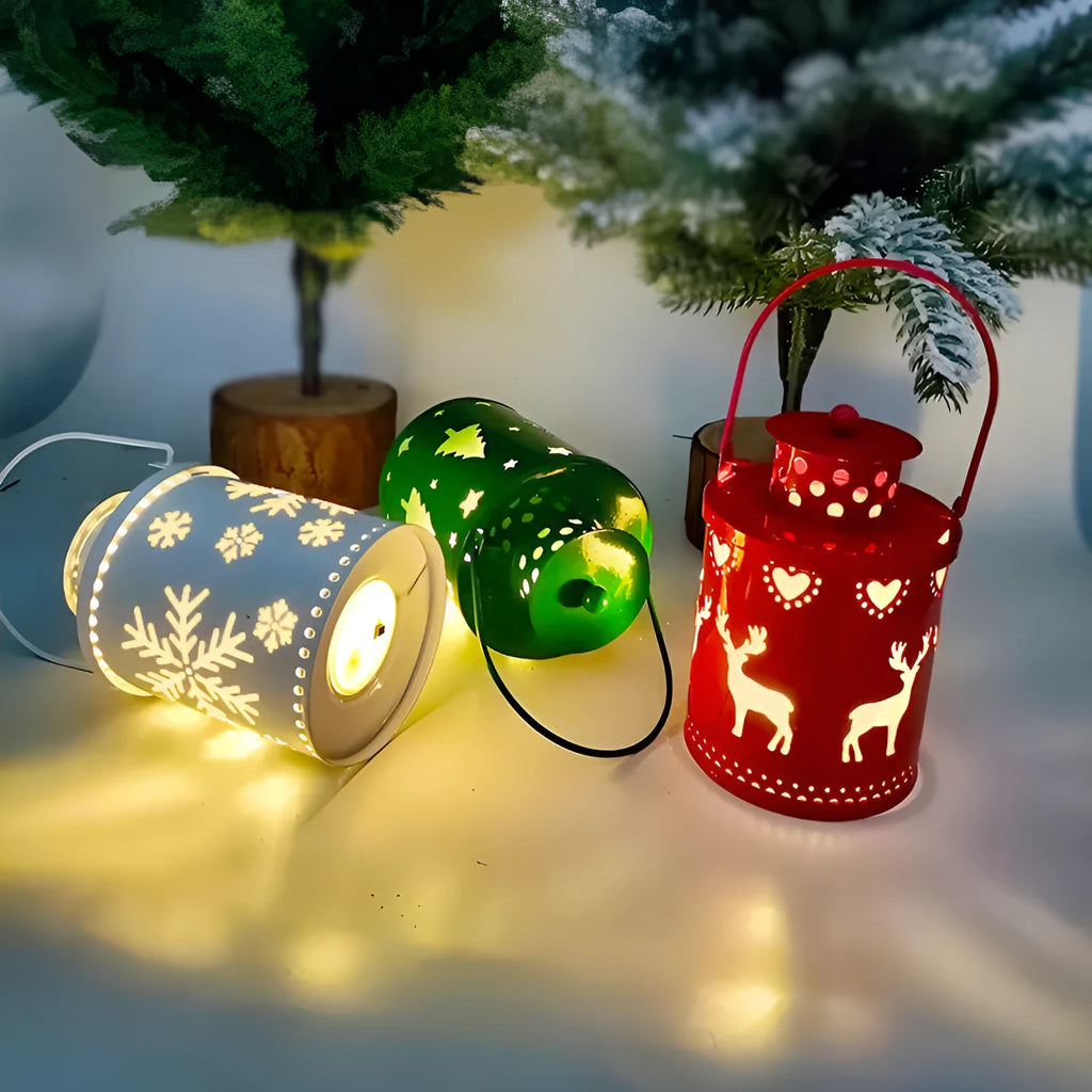 Wrought iron Christmas candle light with LED flickering flame in Nordic style design