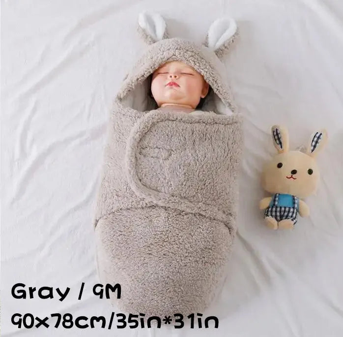 Adjustable baby sleeping bag swaddle blanket in fleece with velcro closure