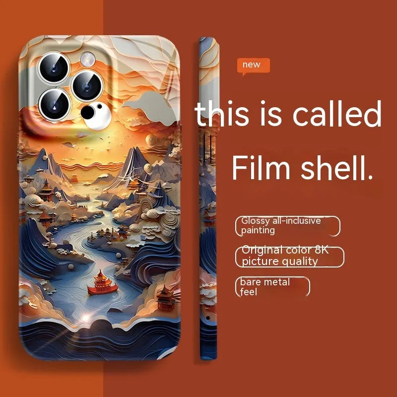 Paper Cuttings China-Chic silicone mobile phone case with fall prevention, liquid film design, for Apple iPhone models