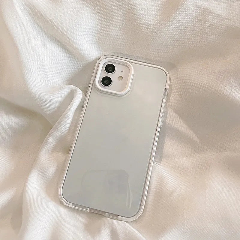 Simple 16Pro Max three-in-one frame TPU phone case for iPhone, purple colour, back cover view