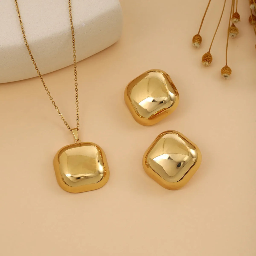 Geometric leaves and love heart earrings and necklace set in stainless steel electroplated finish multiple colour options