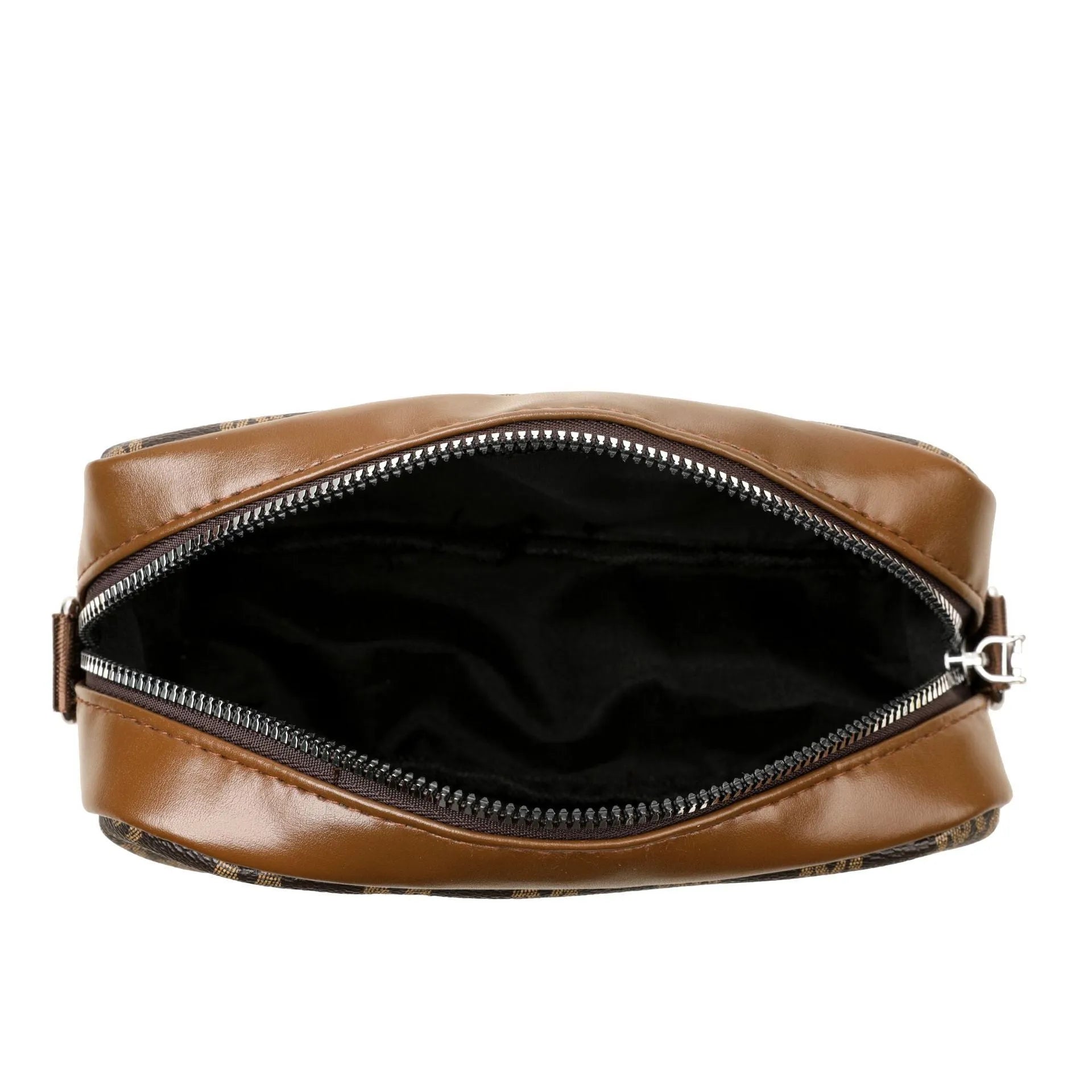 PU leather crossbody bag with wide adjustable strap and three-dimensional pocket in black colour