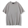 Cotton solid colour round neck casual T-shirt with drop shoulder sleeves in loose fit