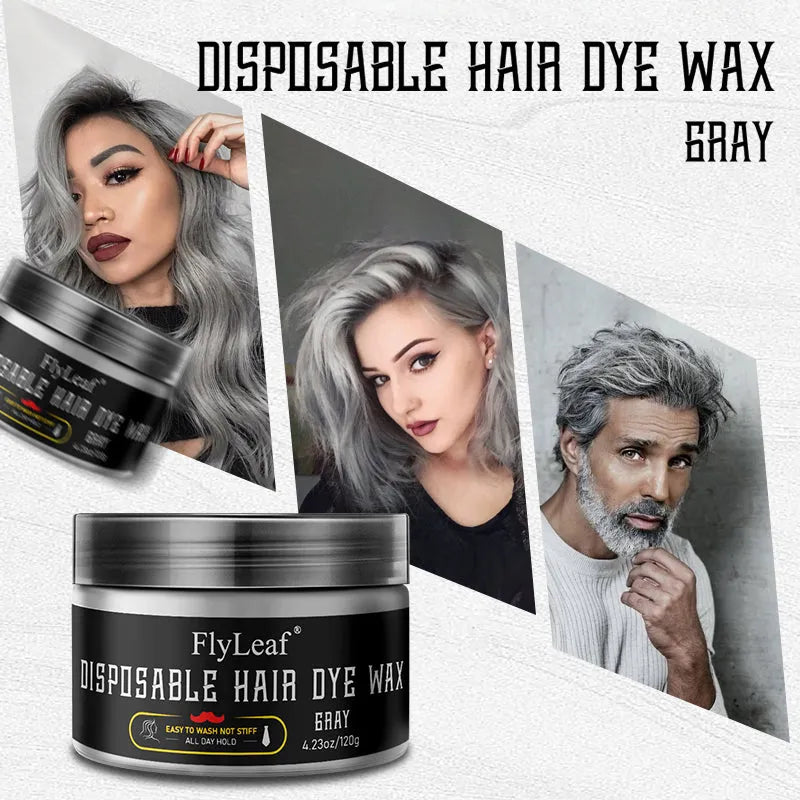 Gray disposable hair dye wax in 120g tub with cap and comb