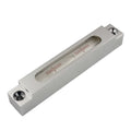Mini strip spirit level with metal frame and glass bubble vials showing 132mm length