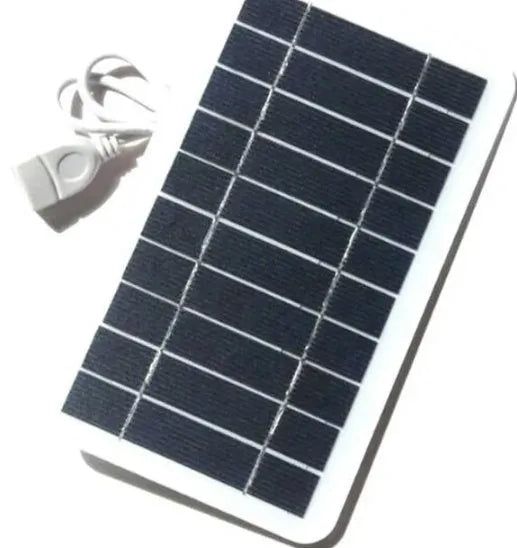 Portable 2W solar panel charger measuring 157x94mm with USB cable