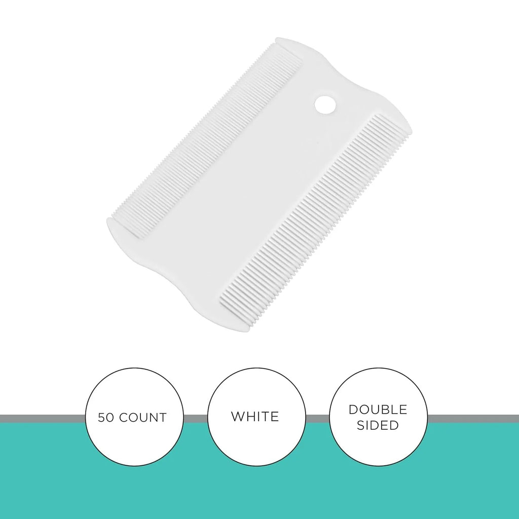 Double-sided plastic pet flea comb showing dense tooth row and grate mouth design for dog and cat grooming