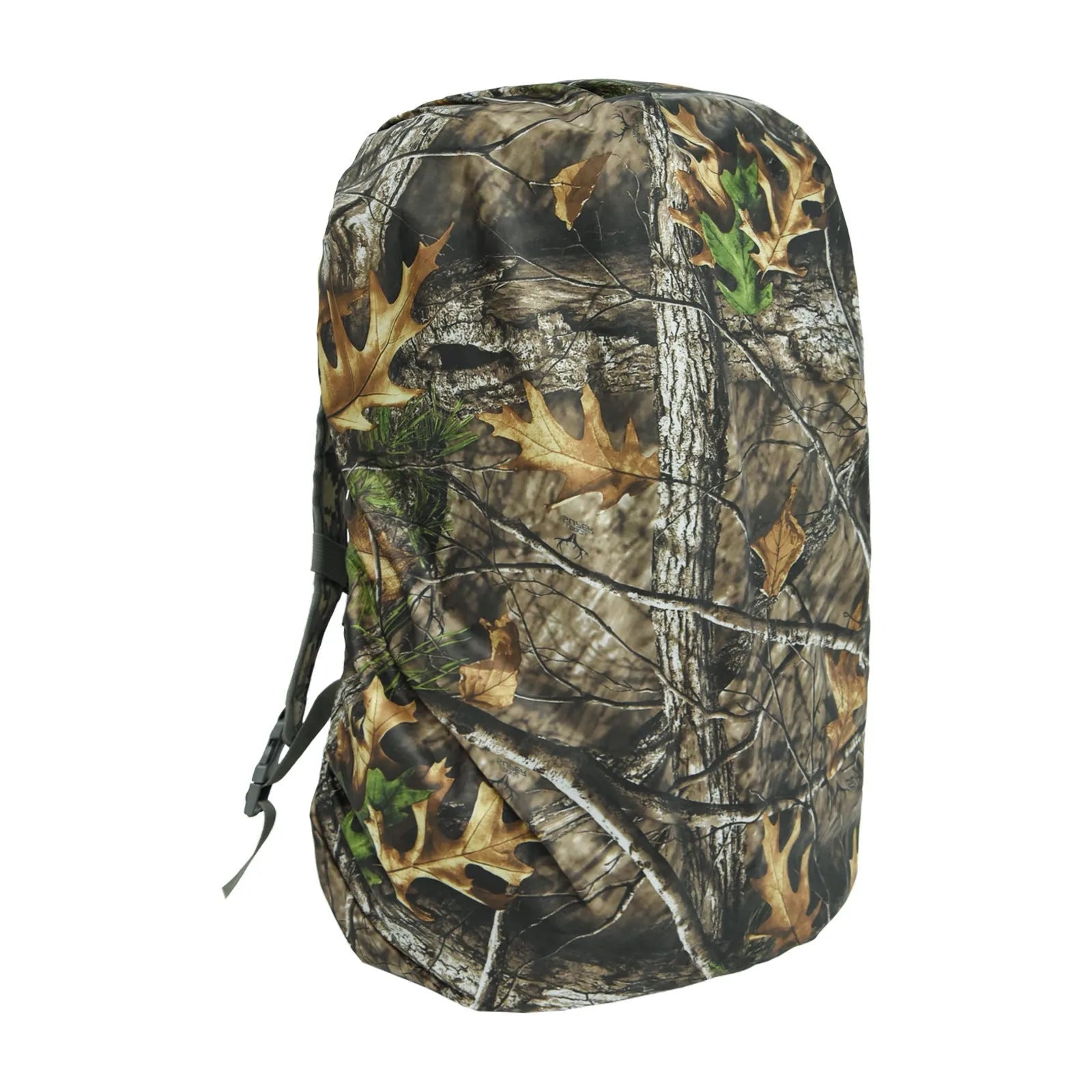 Army green waterproof rain cover for an 80-litre outdoor backpack.
