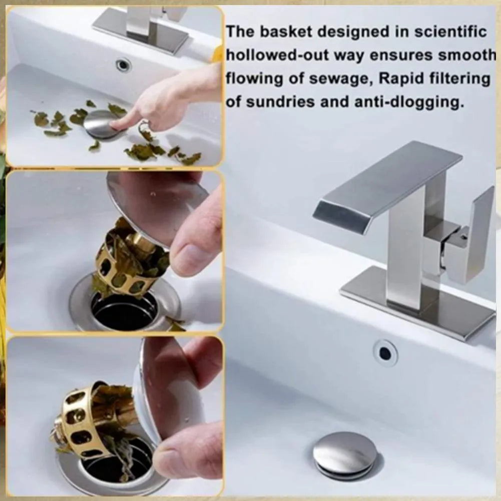White copper kitchen sink filter element with manual press bounce for single basin artificial stone countertops