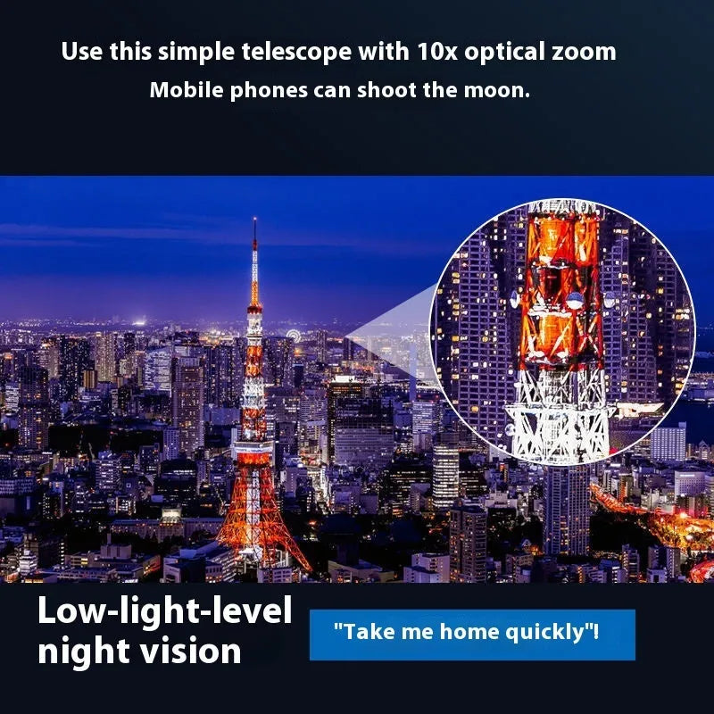 High power Ultra HD monocular telescope with photography clip for day and night use