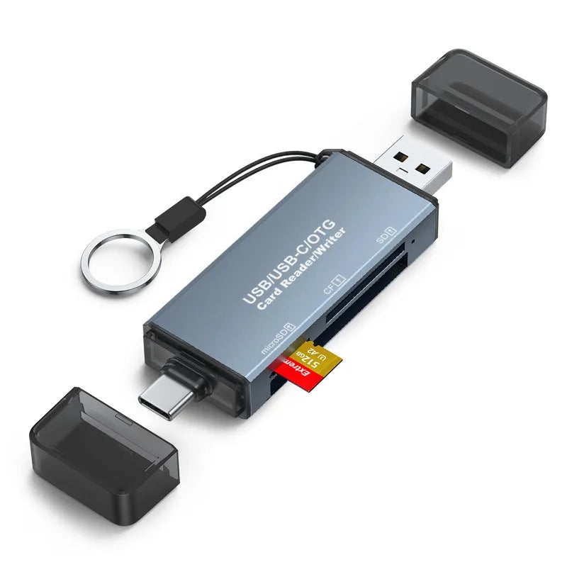 Aluminium alloy CF SD TF three-in-one memory card reader with USB 2.0 interface