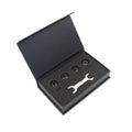 Bluetooth car tyre pressure monitoring system with four black external sensors and installation tools.