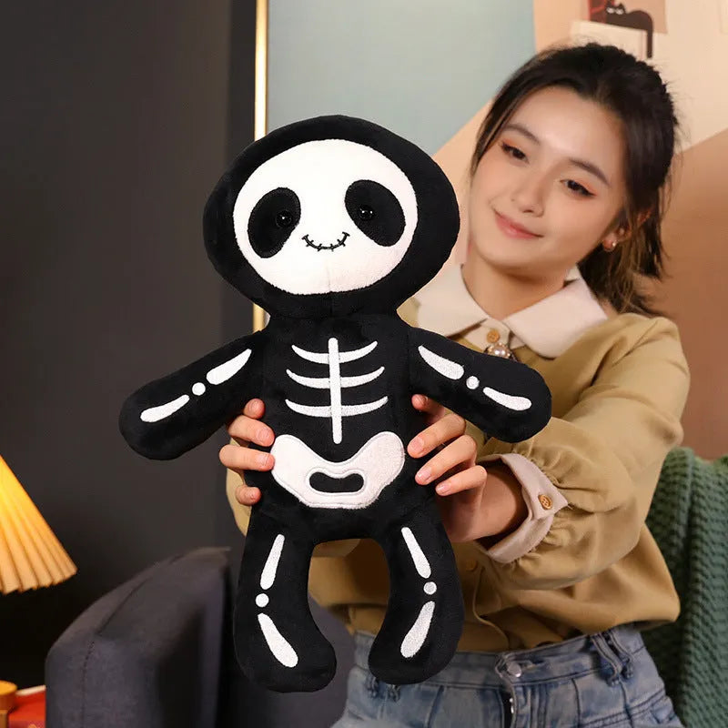 Halloween skull pillow plush toy in Skull Bob colour, 40cm height, soft decorative cushion for kids