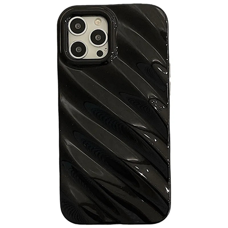 Silicone iPhone case with laser-etched pleated Nordic design in silver colour