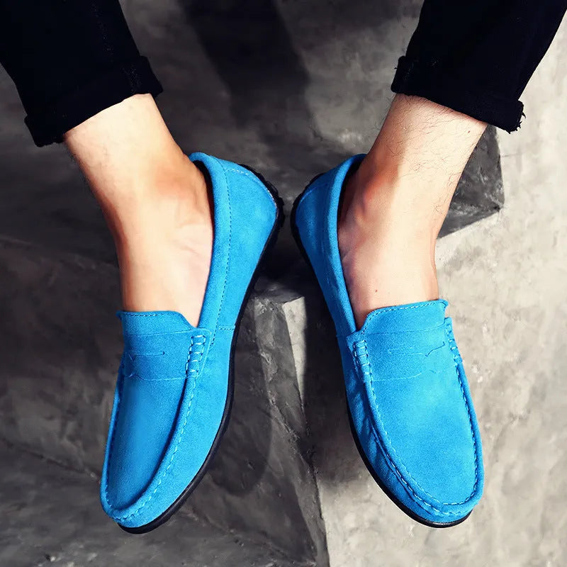 Men's British plus size Tods casual shoes in suede leather with rubber sole and round toe design