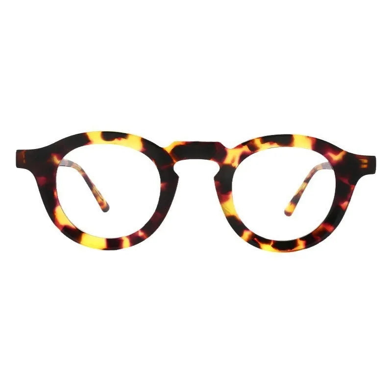 Hip-hop style plate frame glasses with thick sebum colour stitching and box-style design.