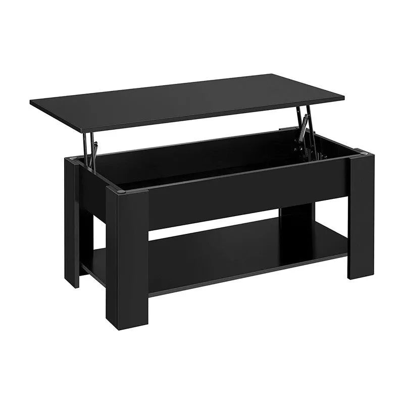 Black lifting coffee table plate type with multi-function height adjustment in modern simplicity style for living room or office