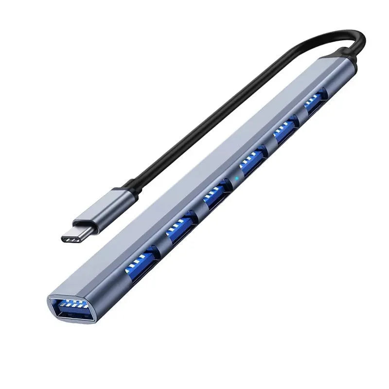 Blue 7-in-1 Type-C USB hub docking station with 0.1m cable for notebook computer expansion