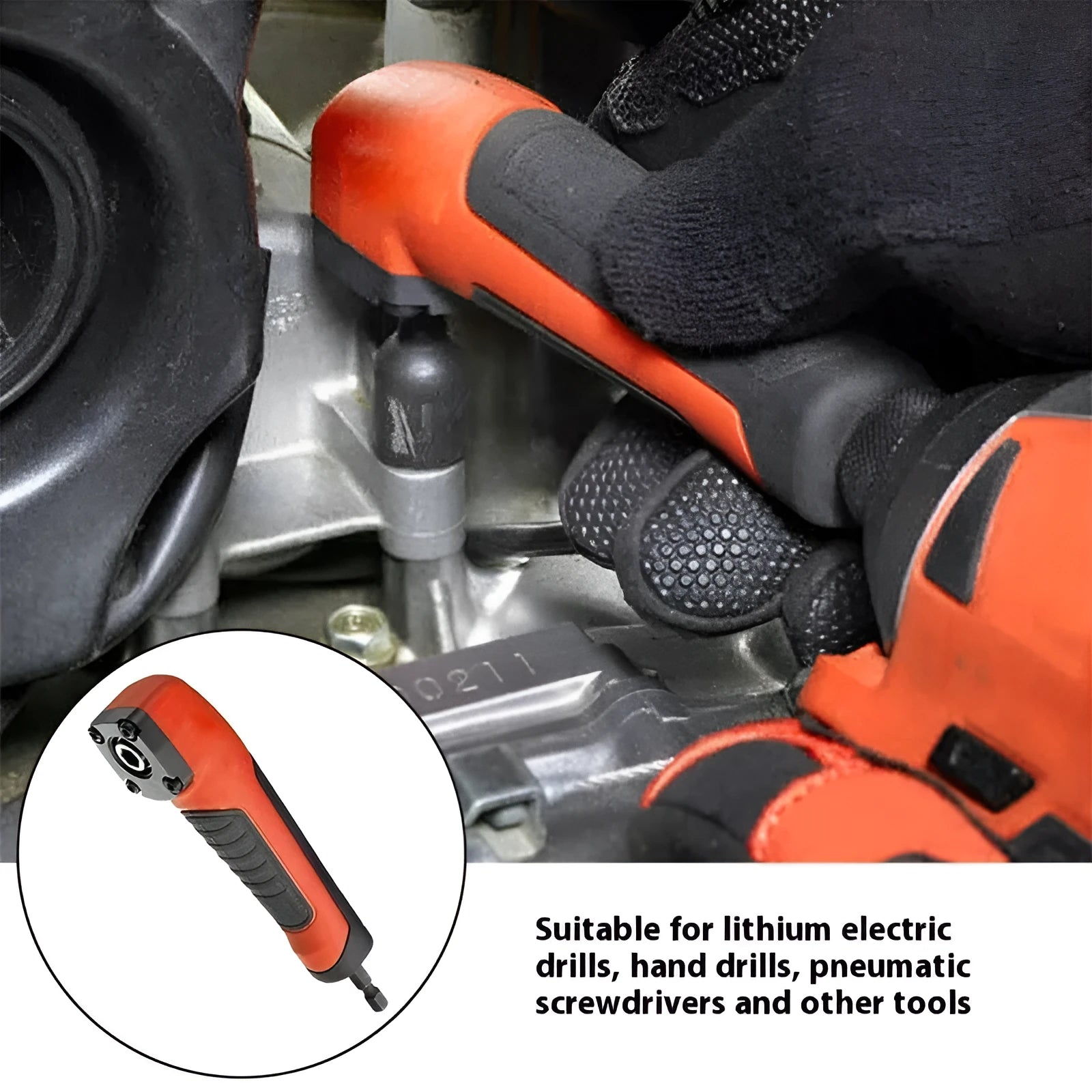 Multifunctional right angle screwdriver corner device 175g 155x30mm with blue and orange handles
