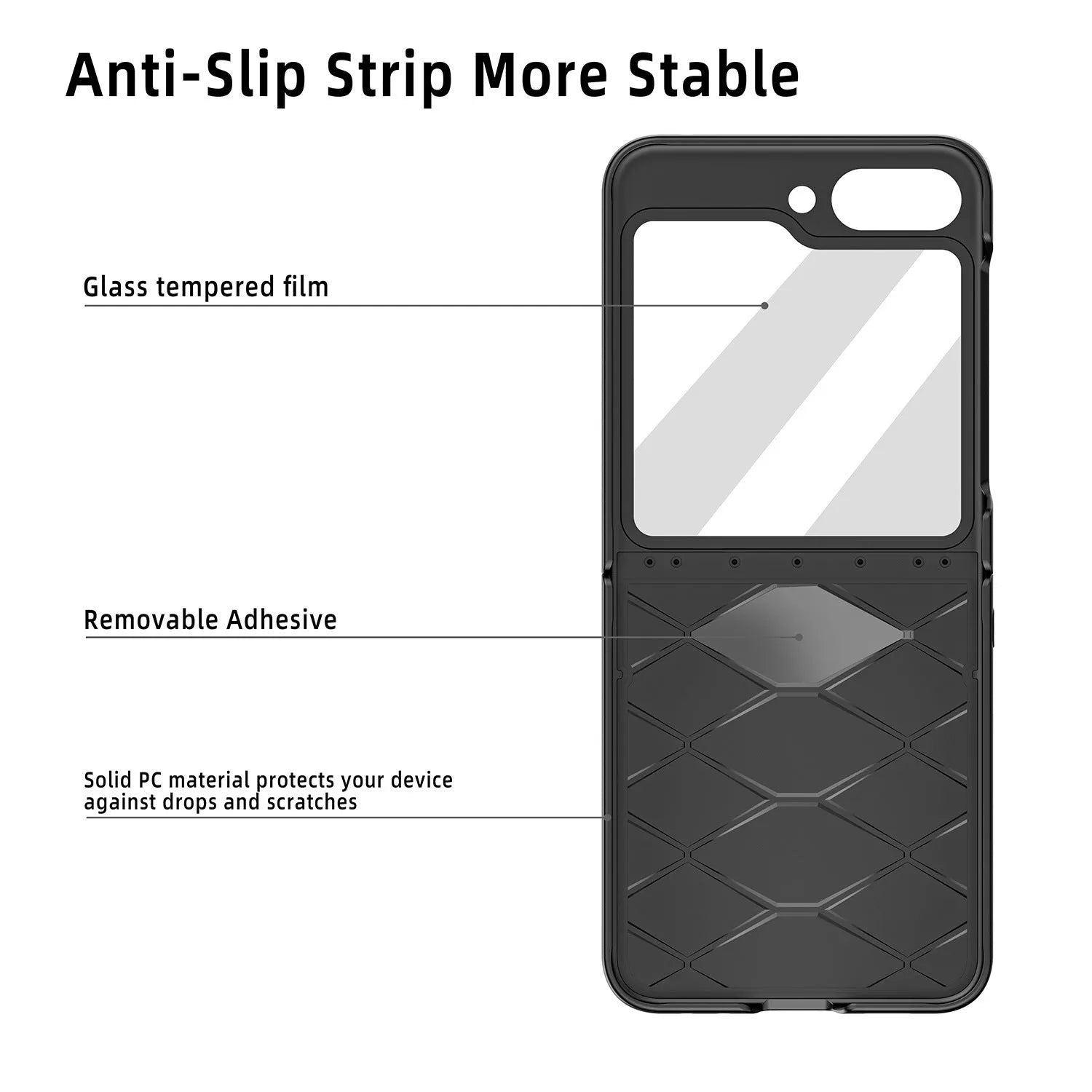 Drop-resistant PC phone case with magnetic suction for Samsung Z Flip, available in multiple colours