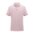 Beautician short-sleeved polo shirt work uniform with asymmetric colour block design in cool silk cotton fabric.