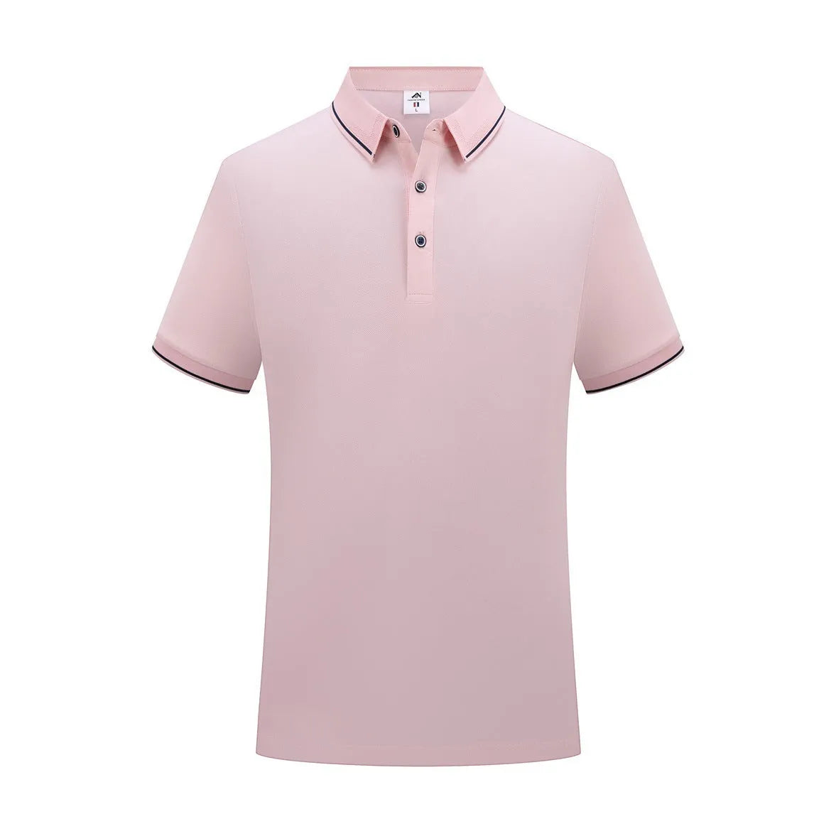 Beautician short-sleeved polo shirt work uniform with asymmetric colour block design in cool silk cotton fabric.