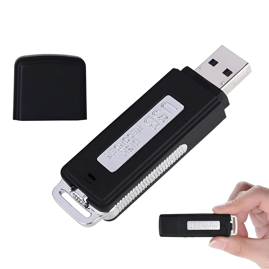 Portable USB recorder 8GB voice recorder mini digital audio recorder with microphone rechargeable black