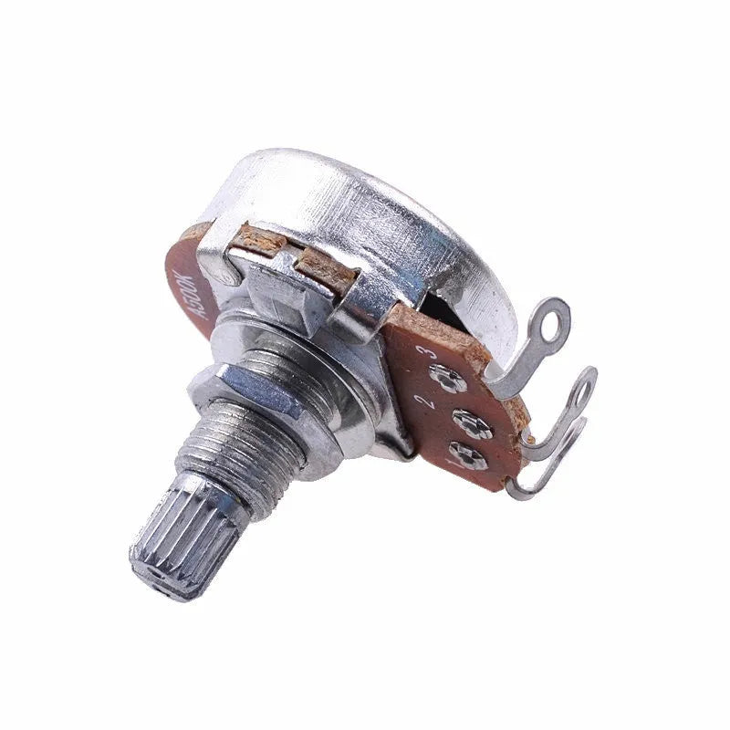 Metal electric guitar control knob for potentiometer replacement.