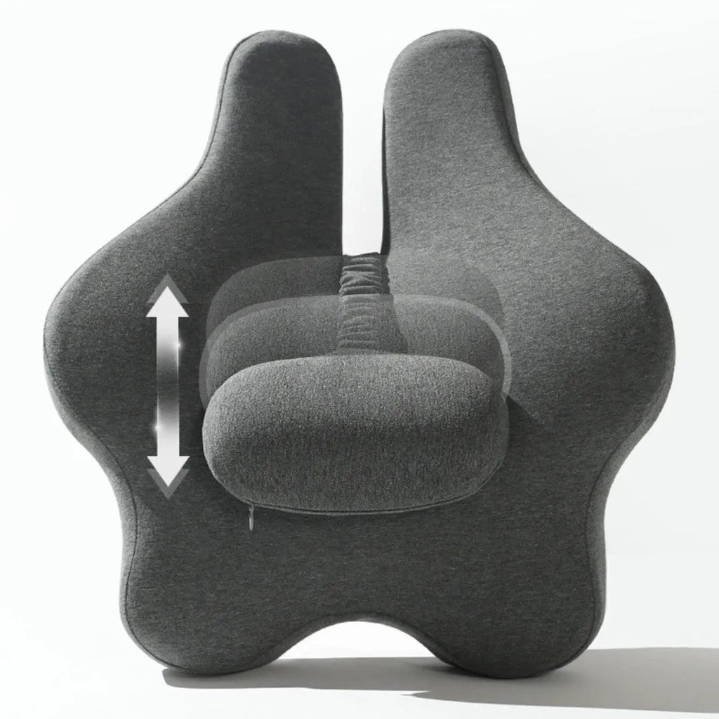 Memory foam car cushion with lumbar support in black, grey, or pink