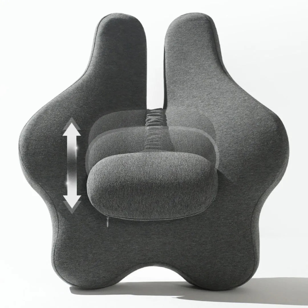 Memory foam car cushion with lumbar support in black, grey, or pink