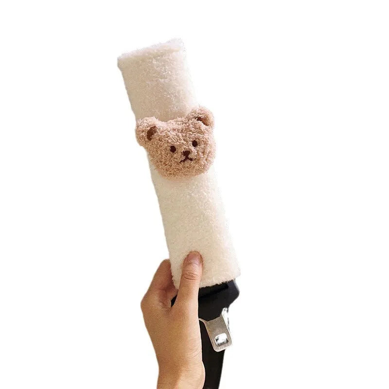 Cartoon bear shoulder seat belt protective cover in plush material