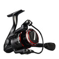 All-metal spinning fishing reel shown in 2000, 3000, 4000, and 5000 series sizes for telescopic rod fishing.