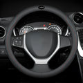 Black Napa leather texture steering wheel cover with 38cm diameter for Suzuki cars