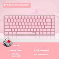 Pink-themed 82-key mechanical keyboard with white backlight on a metal chassis