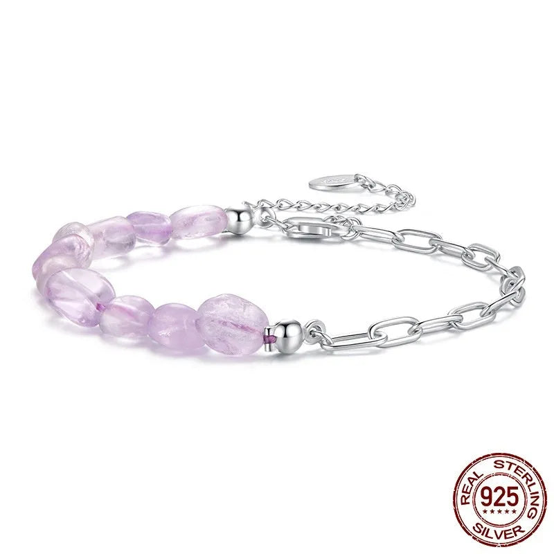 925 sterling silver purple crystal asymmetric bracelet for women electroplated finish BSB224 colour